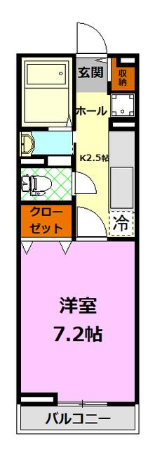 ソラーレ(1K/1階)の間取り写真
