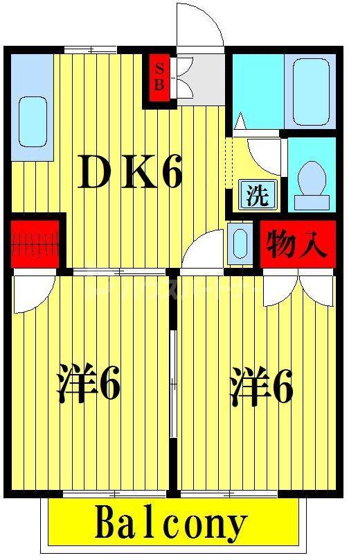 フレンドリーハイツ(2DK/2階)の間取り写真