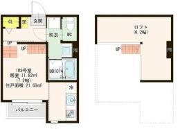 ZEN GARDEN APARTMENT - SAKAE(1K/2階)の間取り写真