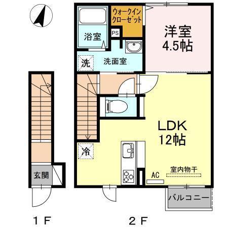 レジデンスIZUMO(1LDK/2階)の間取り写真