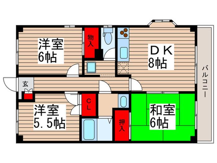 ハートピア3(3DK/3階)の間取り写真