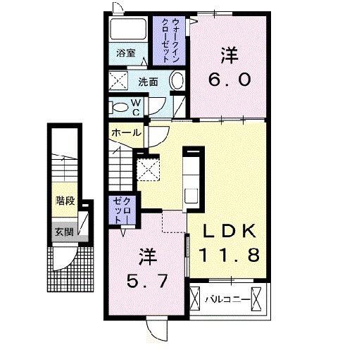 フェニックス(2LDK/2階)の間取り写真