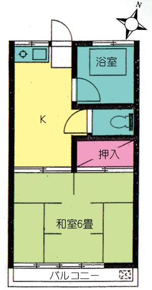 あかつき荘(1K/2階)の間取り写真
