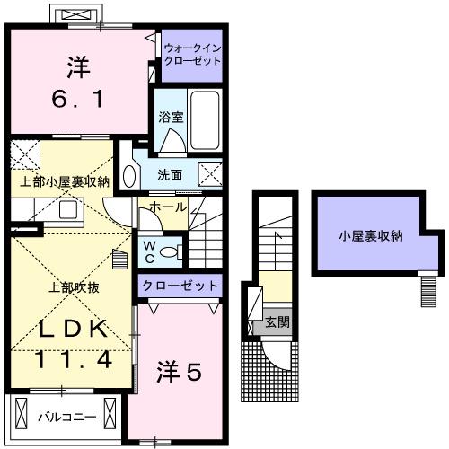 グランドステージ豊潤F(2LDK/2階)の間取り写真