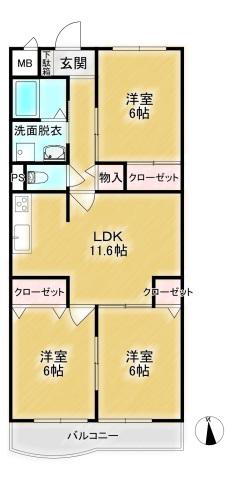 パルティール大宮(3LDK/3階)の間取り写真