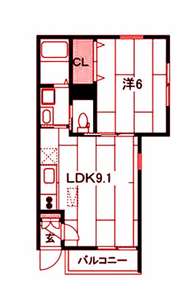 AVENIRW(1LDK/2階)の間取り写真