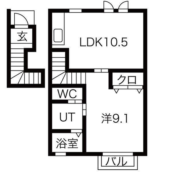 MEILLEURII(1LDK/1階)の間取り写真