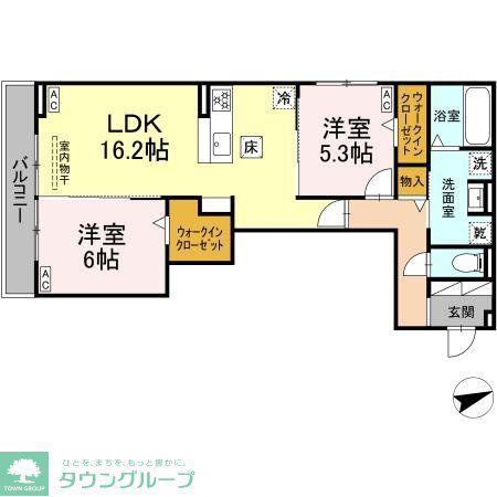 ルヴィータ広瀬(2LDK/1階)の間取り写真