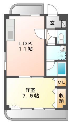 マーブル下石(1LDK/4階)の間取り写真