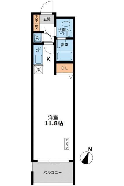 カッシア目黒(ワンルーム/6階)の間取り写真