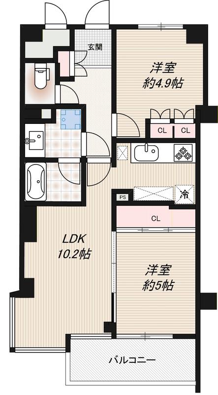 インプルーブ西早稲田(2LDK/3階)の間取り写真