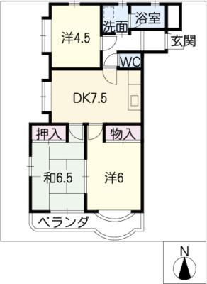 リバーサイドパレス(3DK/2階)の間取り写真