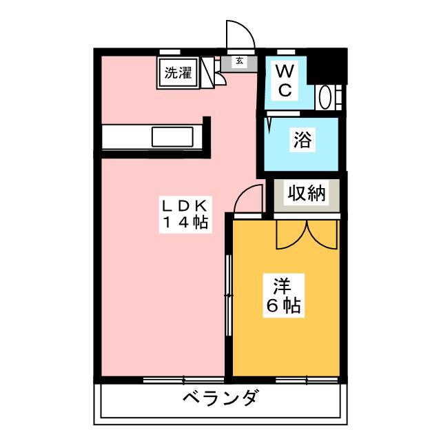 ベルフラワーガーデンハイツ(1LDK/3階)の間取り写真