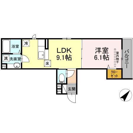 WINGS(1LDK/1階)の間取り写真