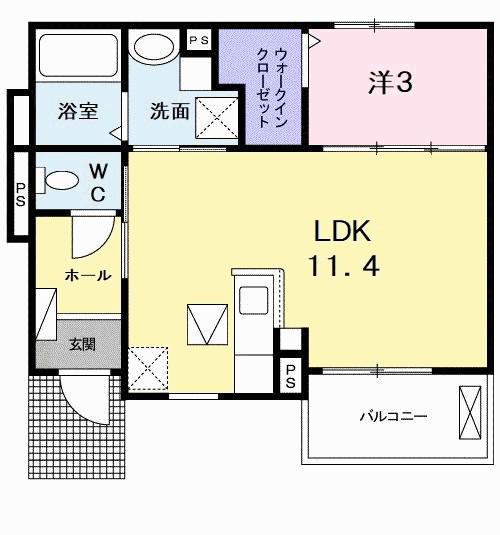 エルハーベン幟町(1LDK/1階)の間取り写真