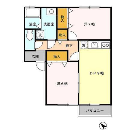 TARO2(2DK/2階)の間取り写真