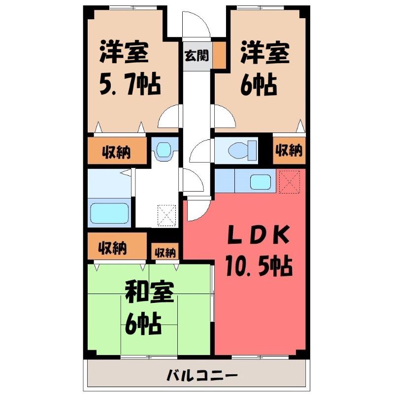 ルーシャス21(3LDK/3階)の間取り写真