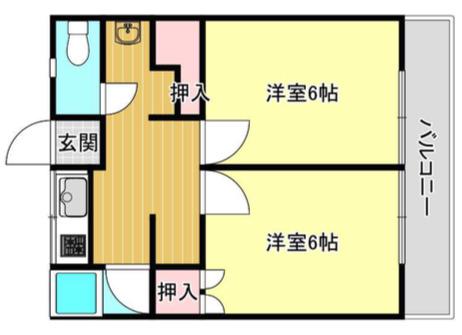 JR福塩線 道上駅 徒歩17分 2階建 築46年(2DK/2階)の間取り写真