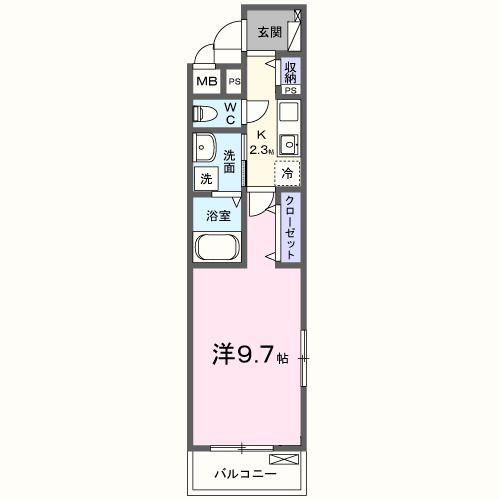 レッドパイン(1K/3階)の間取り写真