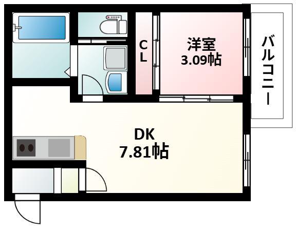 プリヴェ江坂(1LDK/2階)の間取り写真