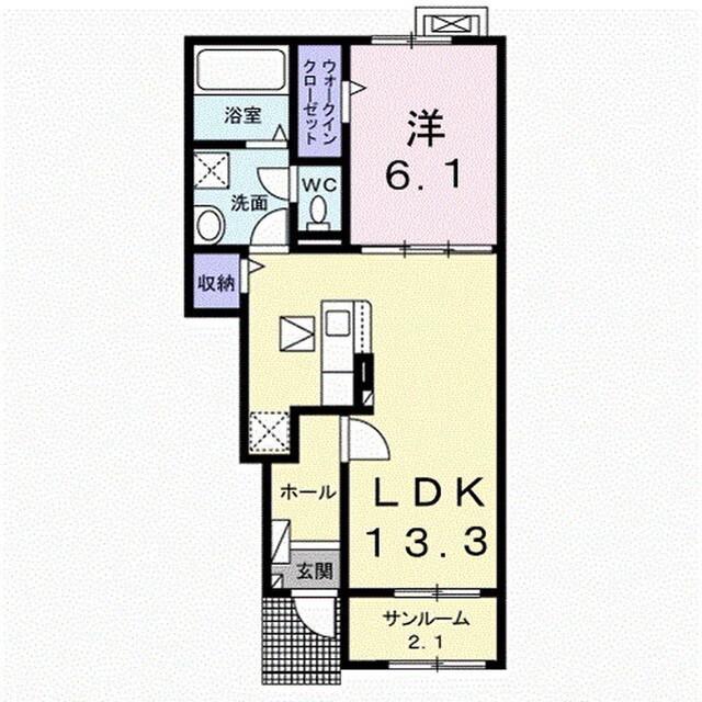 クレール・シャンス(1LDK/1階)の間取り写真