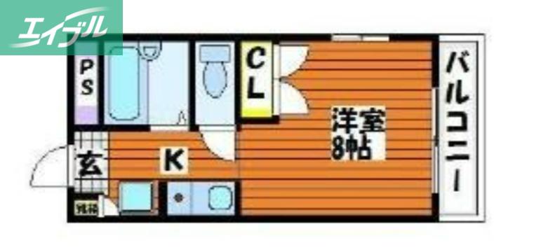 かずみね(1K/2階)の間取り写真