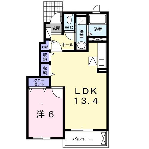 サンノウS・弐番館(1LDK/1階)の間取り写真