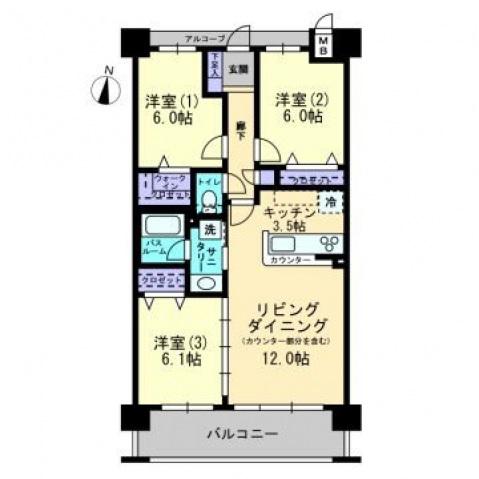アルファステイツ福山駅東(3LDK/10階)の間取り写真