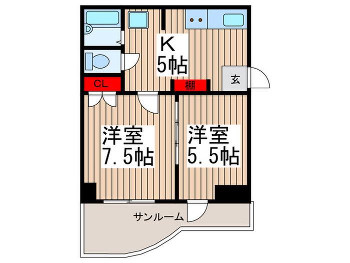 リノコエド(2K/3階)の間取り写真