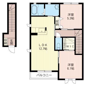 クロワールC(2LDK/2階)の間取り写真