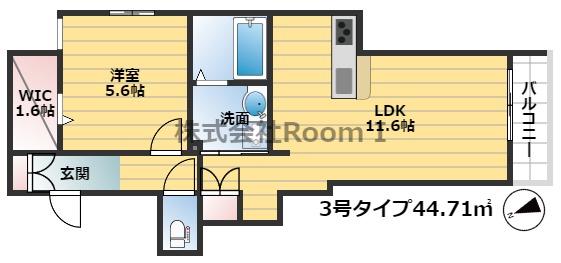 BRAWNY聖天通・旭化成ヘーベルメゾンHEBEL HAUS(1LDK/3階)の間取り写真