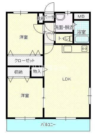 ジェンテ(2LDK/4階)の間取り写真