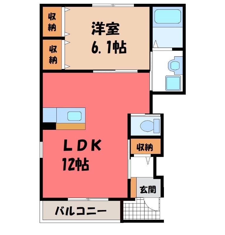 ラ・ルーチェ(1LDK/1階)の間取り写真
