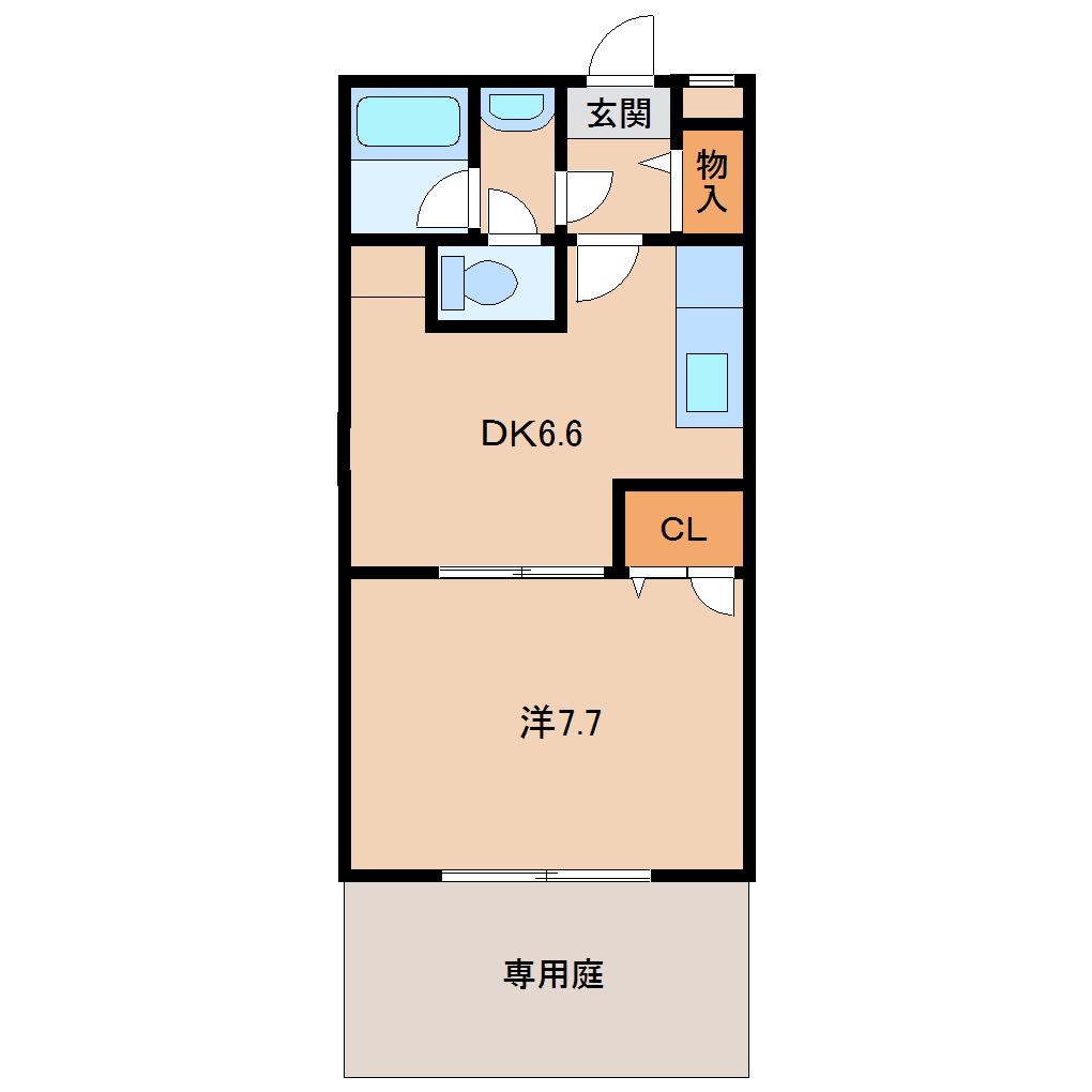 セゾン湊(1DK/1階)の間取り写真