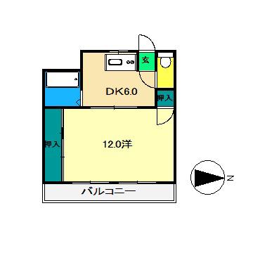 ディーエム潮江I(1DK/4階)の間取り写真