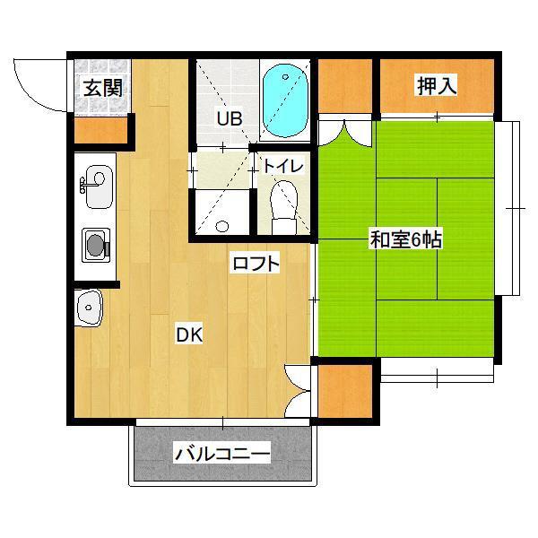 アルビヨン下大口(1DK/2階)の間取り写真