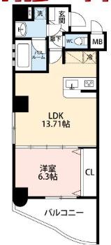 ザプレミアムアクア(1LDK/7階)の間取り写真