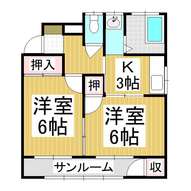 ハイツ光(2K/2階)の間取り写真