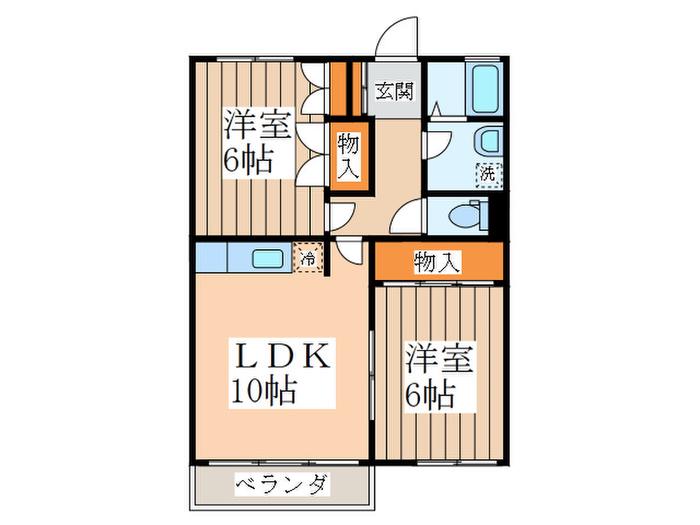 武蔵関マンション 第五棟(2LDK/2階)の間取り写真