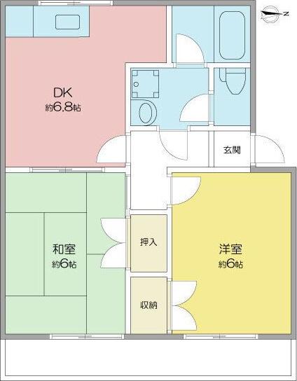 リバティーハイム川口I番館(2DK/1階)の間取り写真