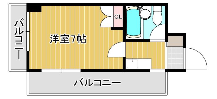 一木ビル(1K/6階)の間取り写真
