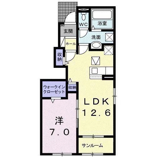 BELL MAISON 御門(1LDK/1階)の間取り写真