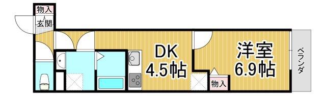 クレアール塚口Ⅱ(1DK/2階)の間取り写真
