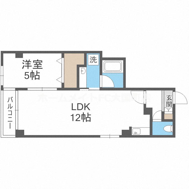 ZERO ONE 谷町(1LDK/2階)の間取り写真