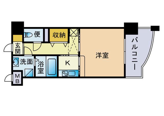 グローバルゲート大濠(1K/4階)の間取り写真