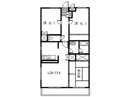 グレースヴィラ1(3LDK/3階)の間取り写真