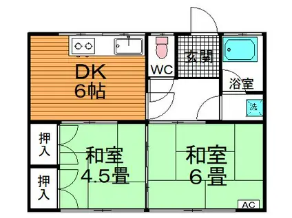 押野マンション(2DK/2階)の間取り写真