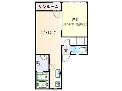 ラ・カーサ(1LDK/2階)の間取り写真