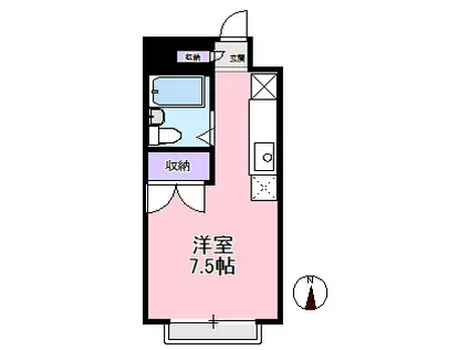 エステートピア高野(ワンルーム/2階)の間取り写真