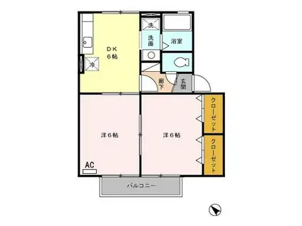 イクスピアリベマーイ(2DK/2階)の間取り写真